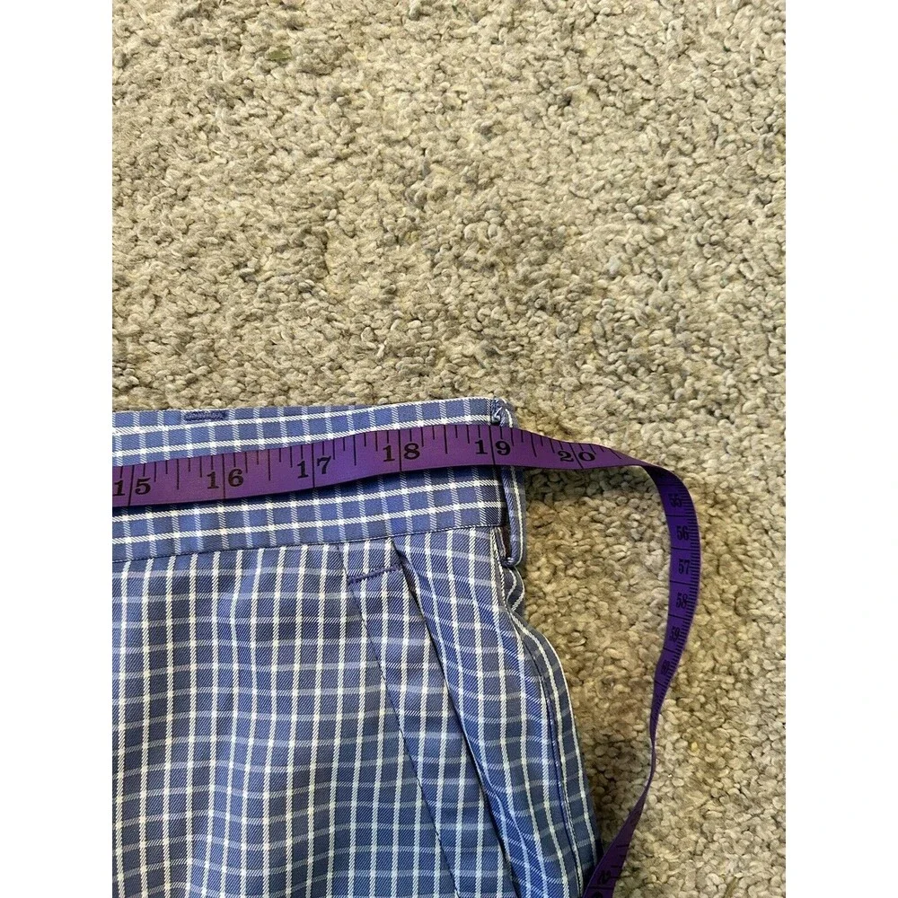 Peter Millar Shorts Mens 38 Blue White Check Wicking Golf Performance Activewear
